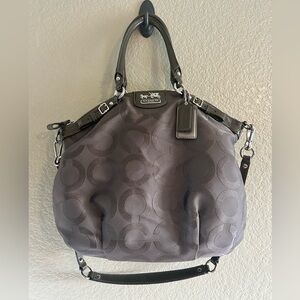 Coach Madison Lindsey Large Gray Handbag Satchel Tote, w shoulder strap